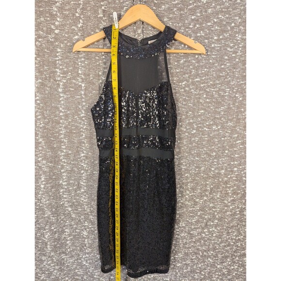 Vintage Guess‎ Halter Dress Black Sequins Cocktail Sheer Panels Size S - Picture 3 of 10